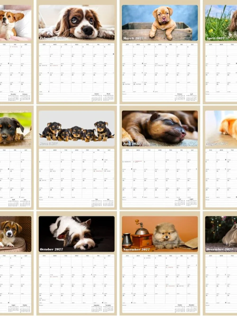 2027 Calendar Magnetic Peel & Stick 12 Months 8.5